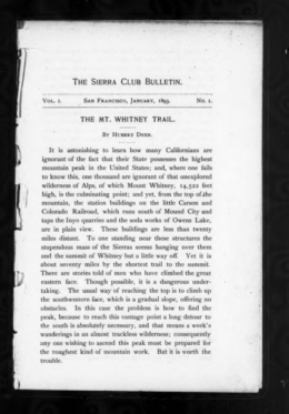Sierra Club Bulletin 1893 Vol 1 No 1 January thumbnail